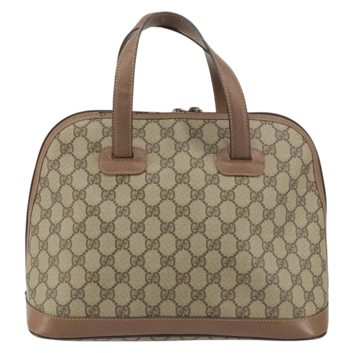 GUCCI GG Supreme Hand Bag PVC Beige Gold Auth gh1534