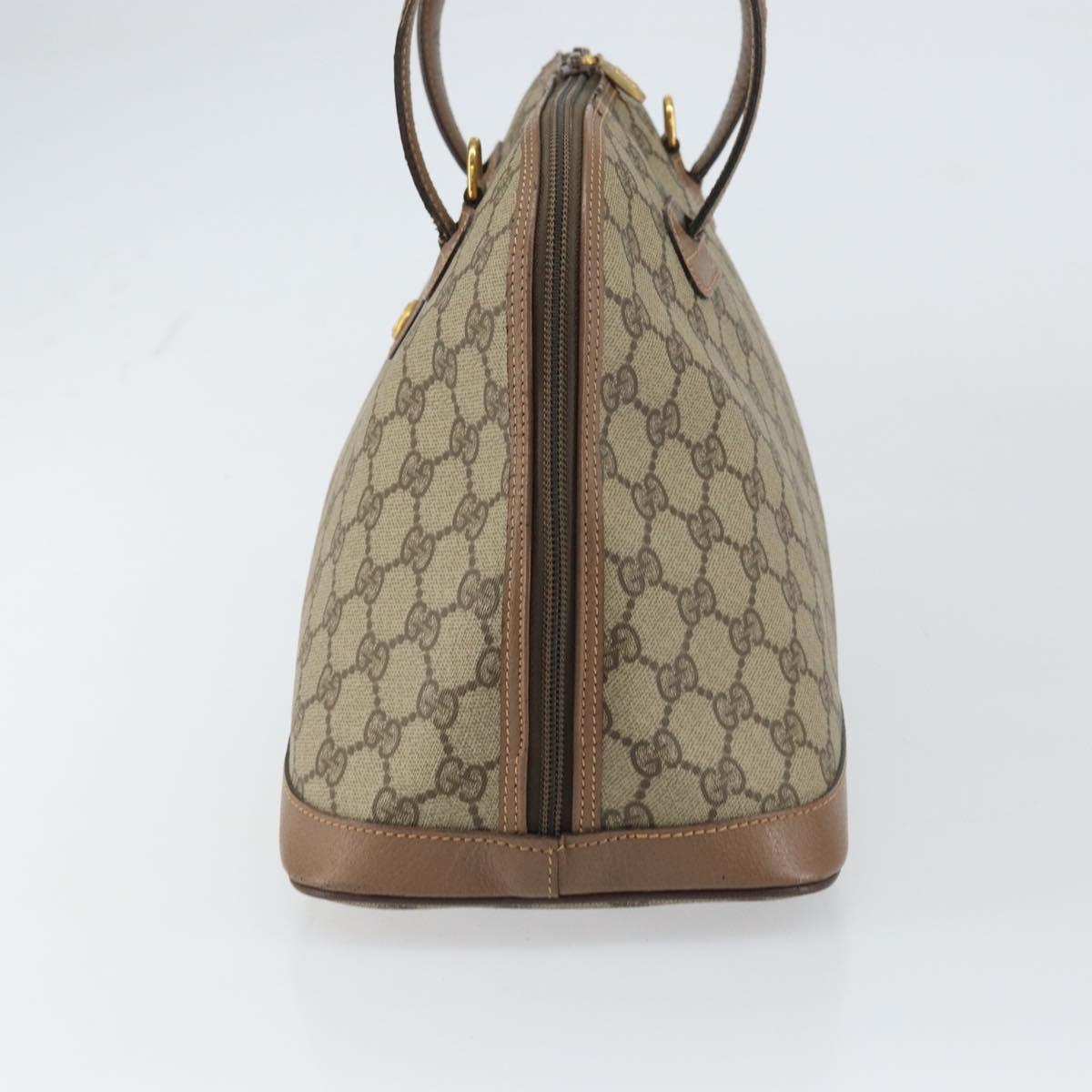 GUCCI GG Supreme Hand Bag PVC Beige Gold Auth gh1534
