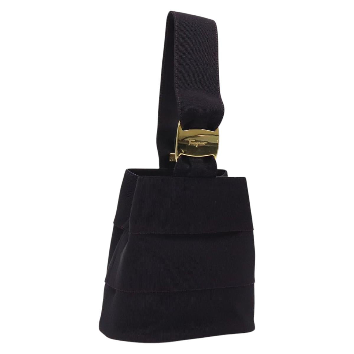 Salvatore Ferragamo Vala Hand Bag Canvas Purple Gold Auth gh154