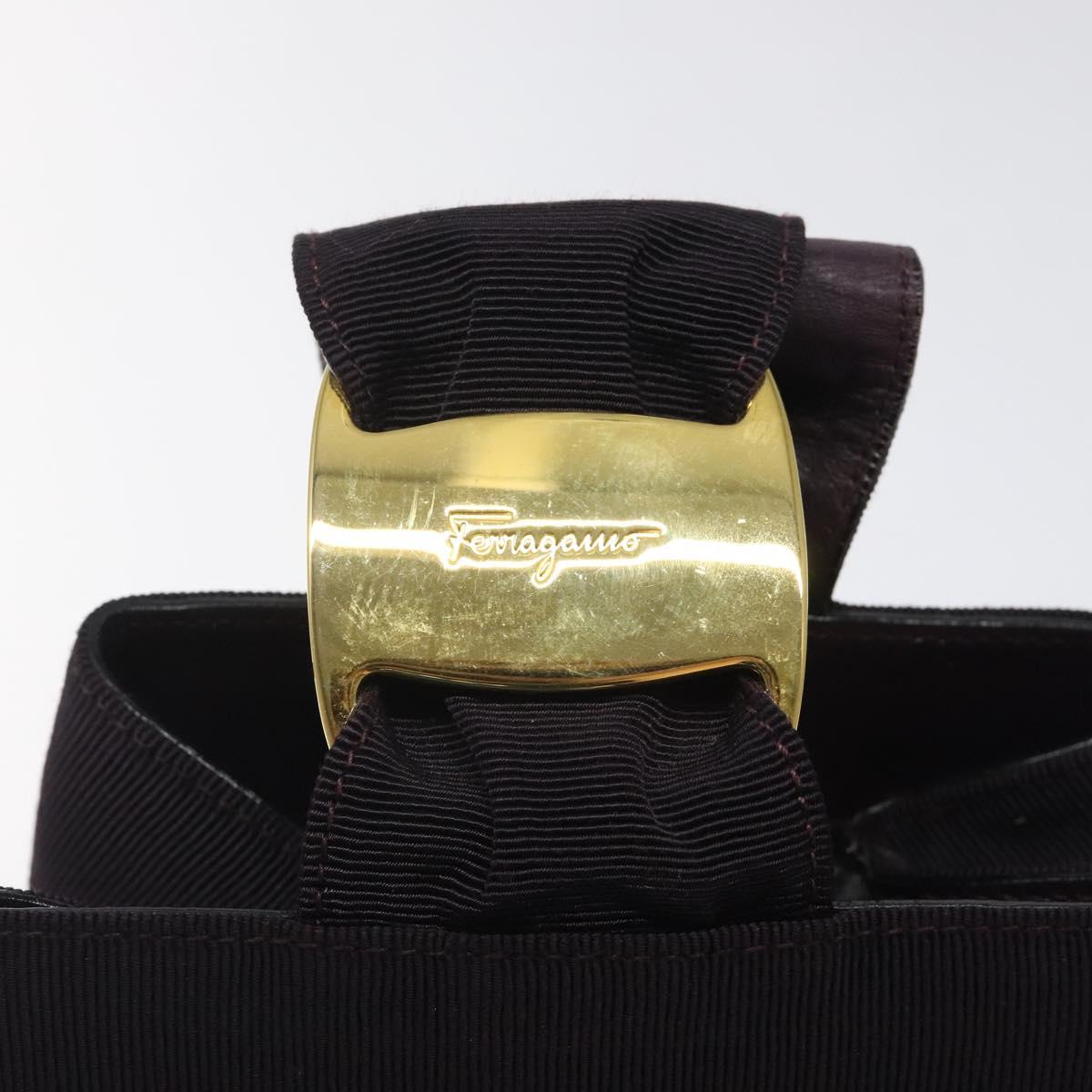 Salvatore Ferragamo Vala Hand Bag Canvas Purple Gold Auth gh154