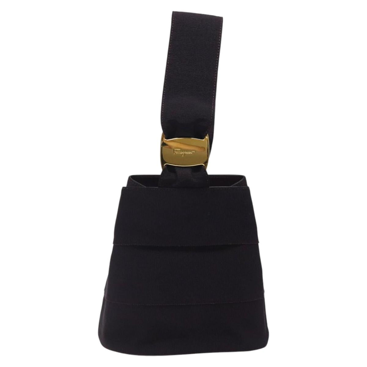 Salvatore Ferragamo Vala Hand Bag Canvas Purple Gold Auth gh154