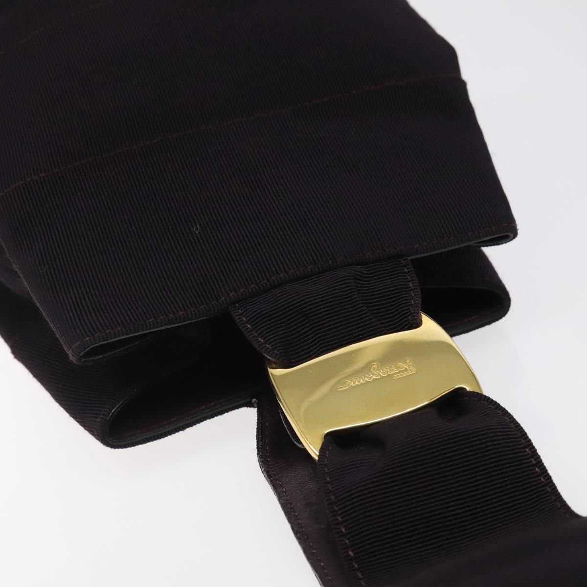 Salvatore Ferragamo Vala Hand Bag Canvas Purple Gold Auth gh154