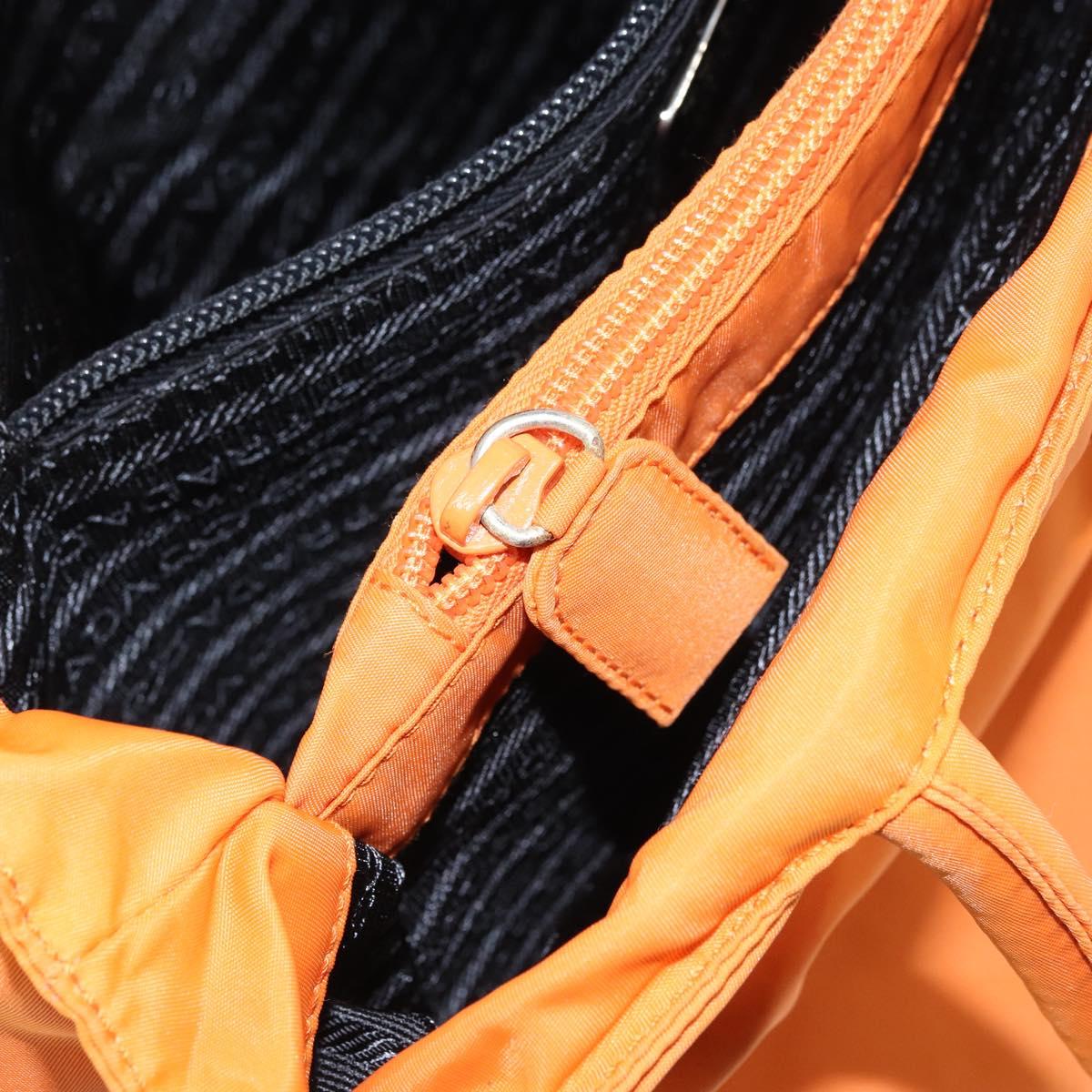 PRADA Tote Bag Nylon Orange Silver Auth gh1541
