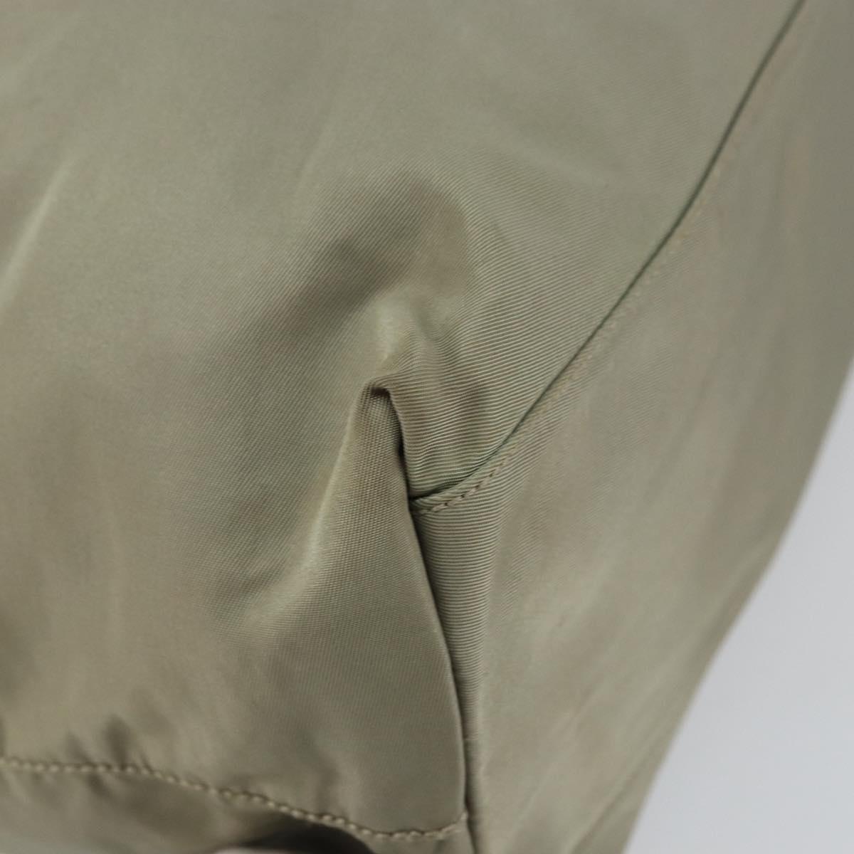 PRADA Tote Bag Nylon Khaki Silver Auth gh1543
