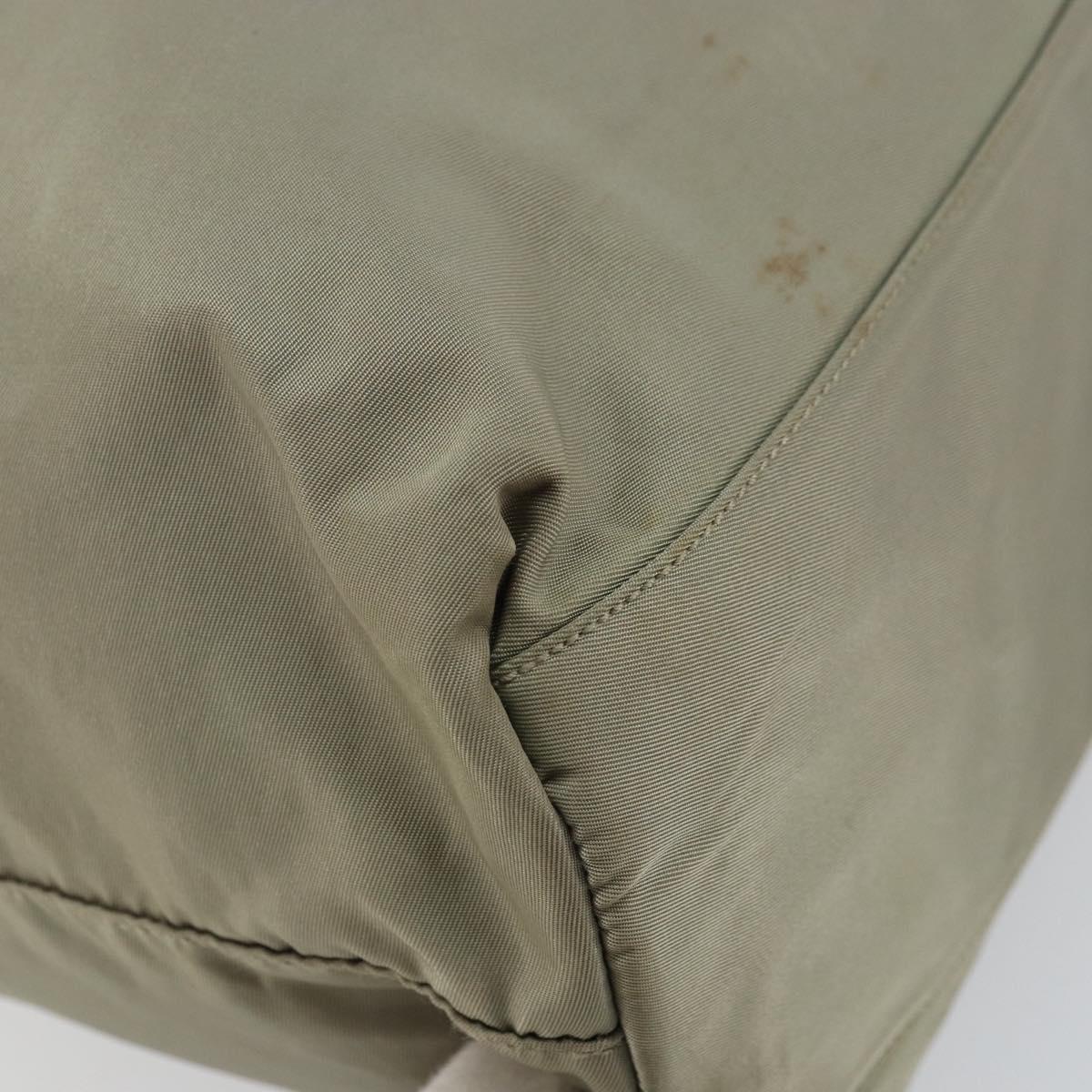 PRADA Tote Bag Nylon Khaki Silver Auth gh1543