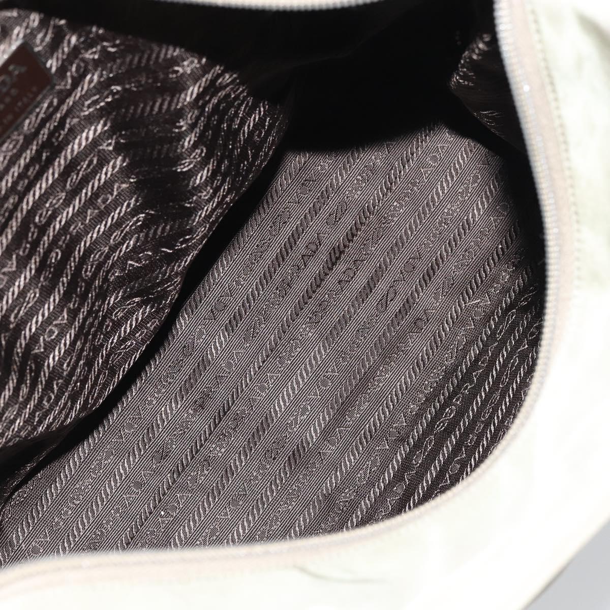 PRADA Tote Bag Nylon Khaki Silver Auth gh1543