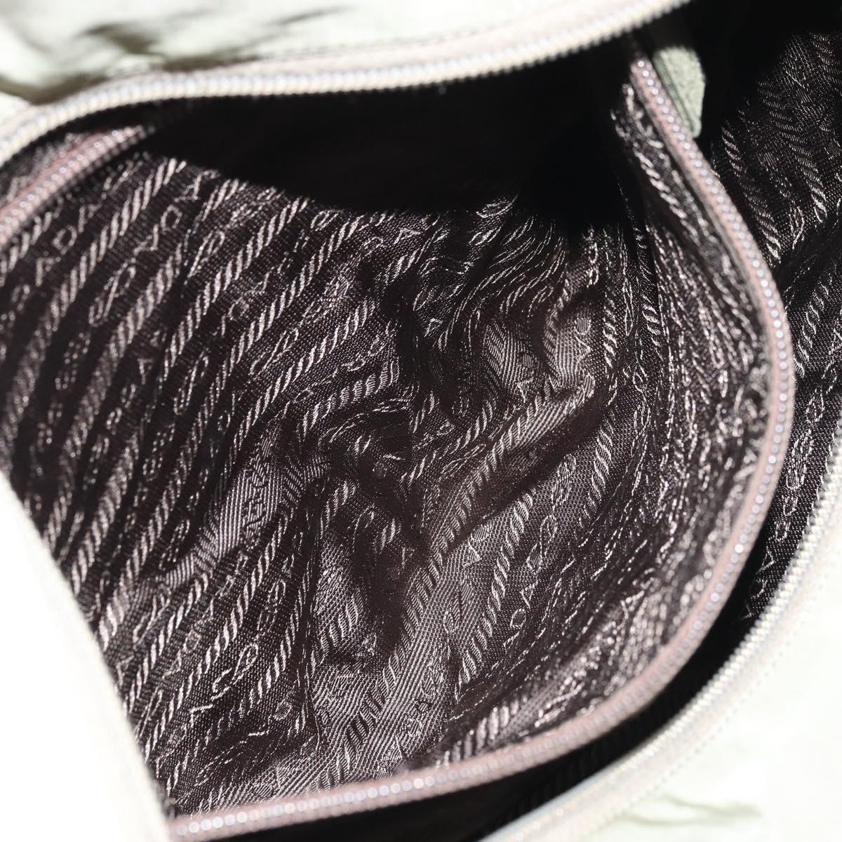 PRADA Tote Bag Nylon Khaki Silver Auth gh1543