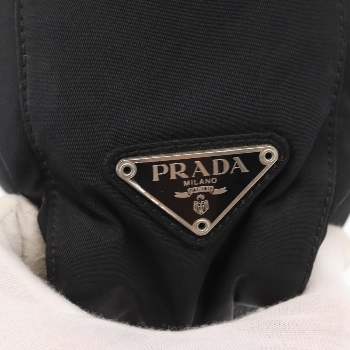 PRADA Tote Bag Nylon Black Silver Auth gh1544