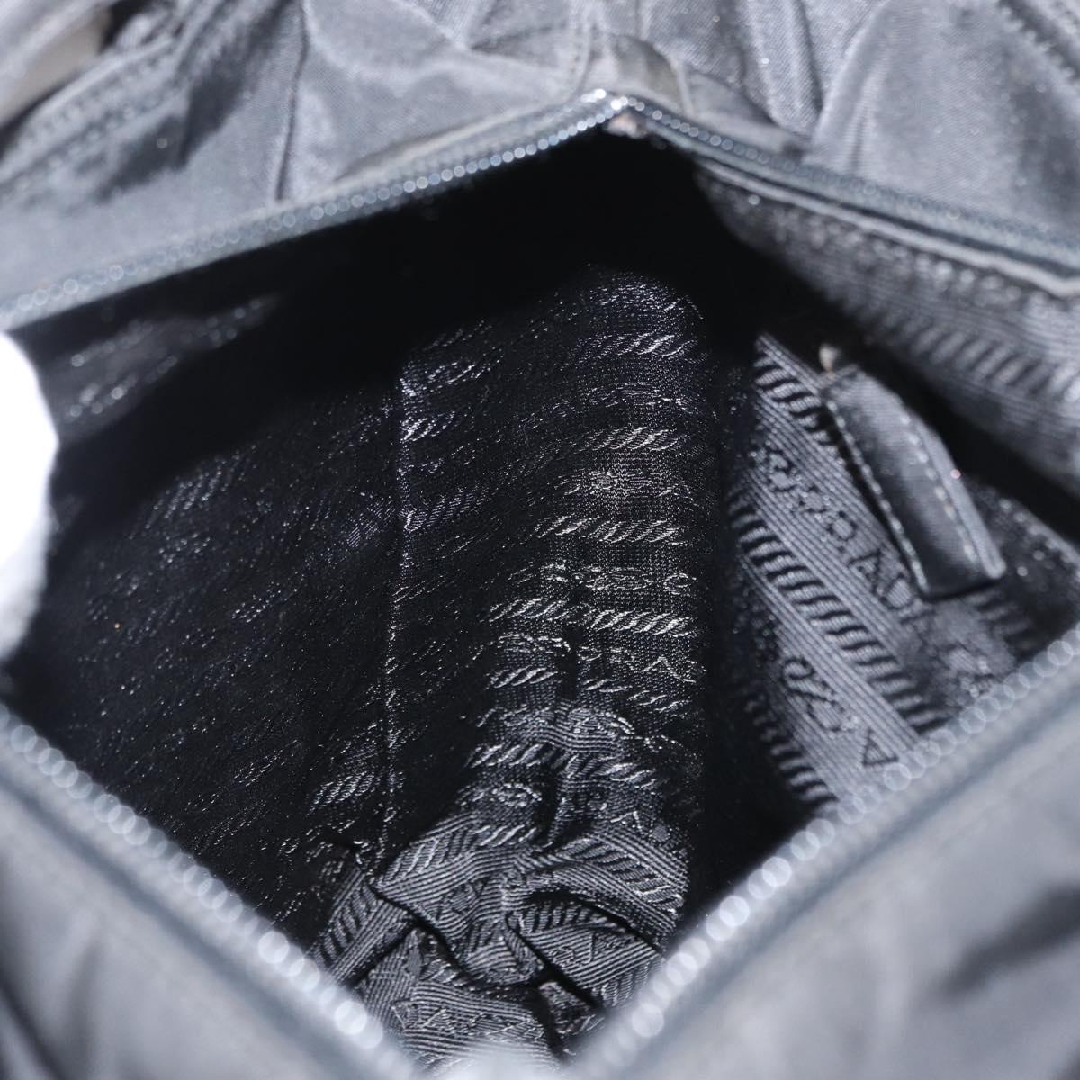 PRADA Tote Bag Nylon Black Silver Auth gh1544