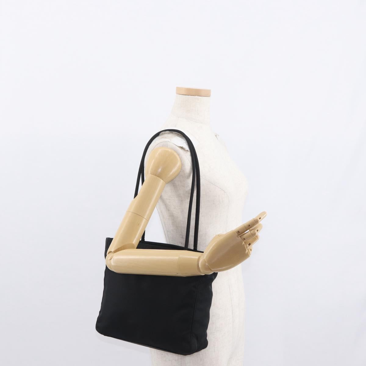PRADA Tote Bag Nylon Black Silver Auth gh1544