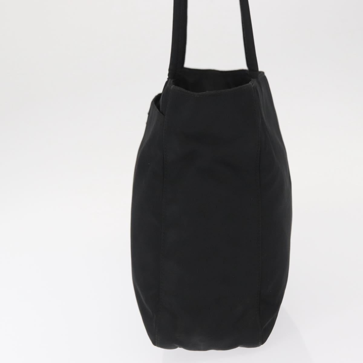 PRADA Tote Bag Nylon Black Silver Auth gh1544