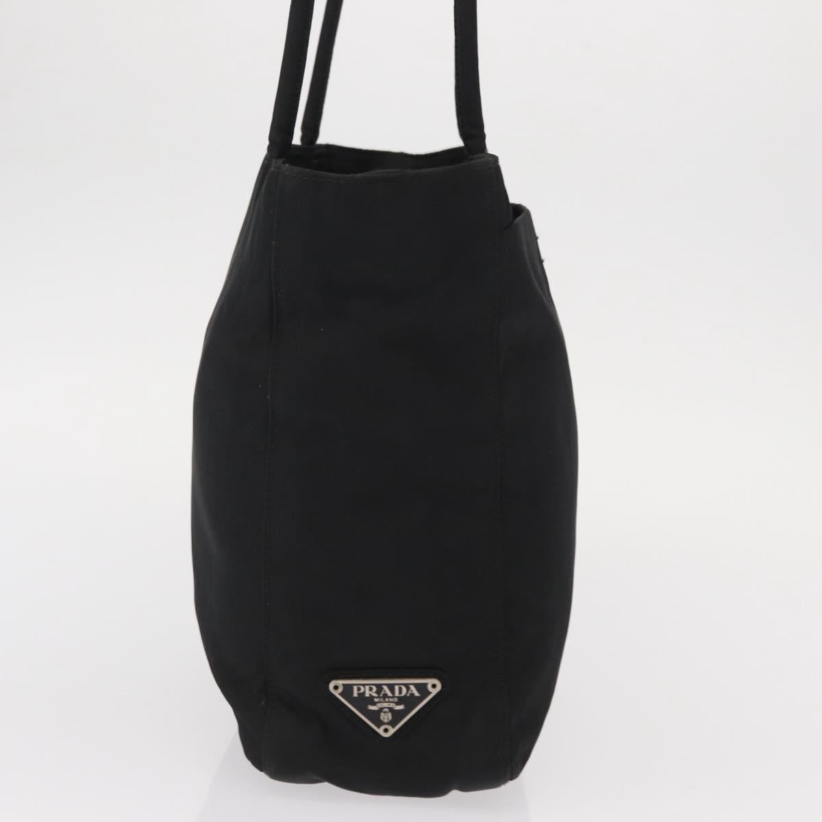 PRADA Tote Bag Nylon Black Silver Auth gh1544