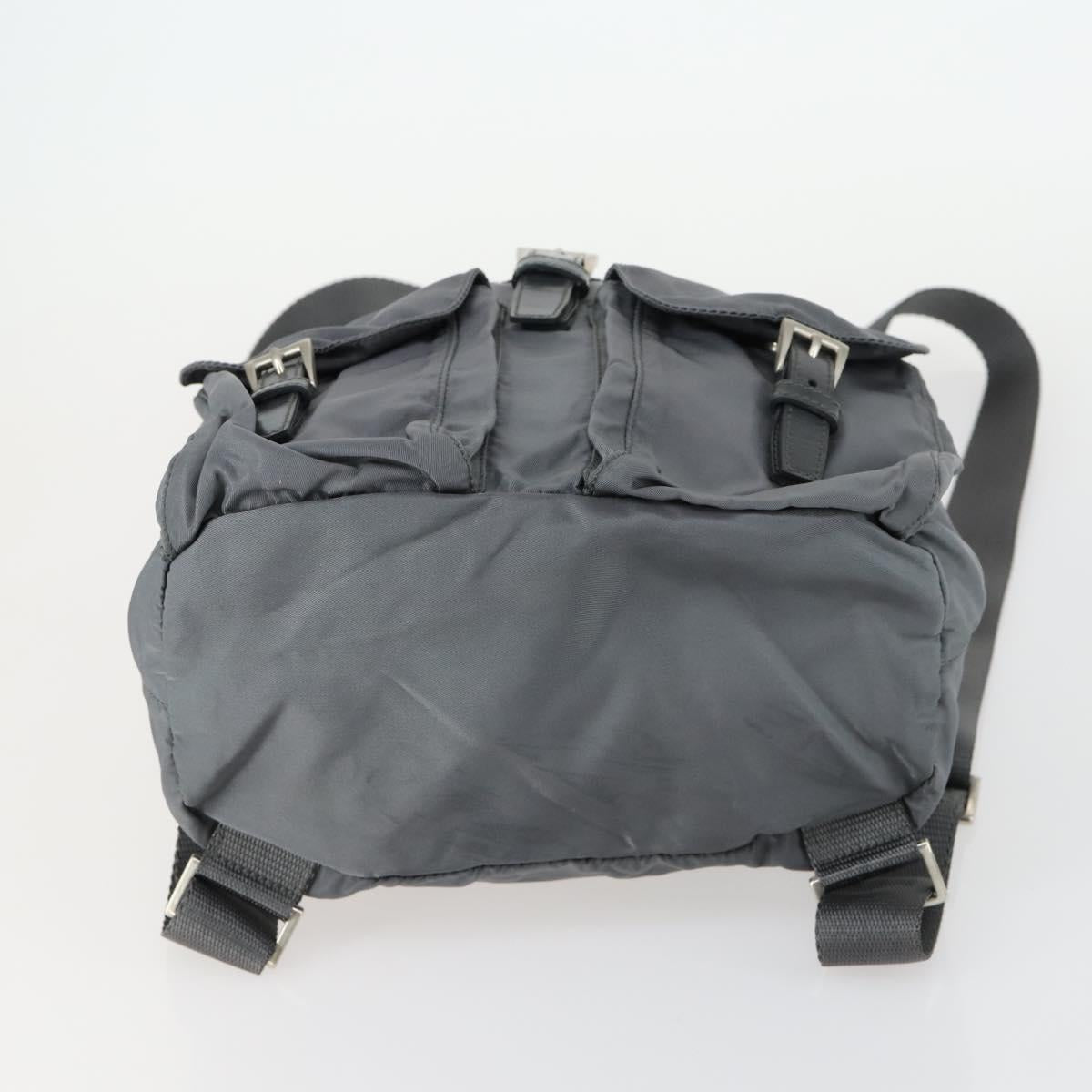 PRADA Backpack Nylon Gray Silver Auth gh1547