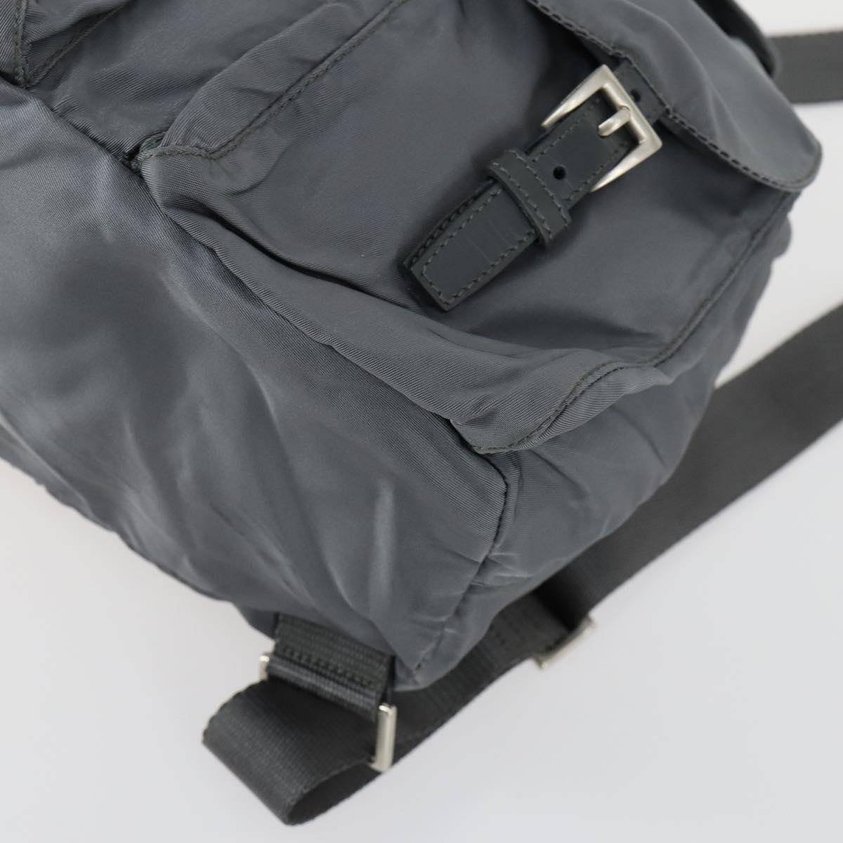 PRADA Backpack Nylon Gray Silver Auth gh1547