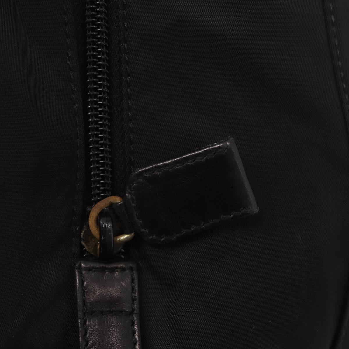 PRADA Chain Shoulder Bag Nylon Black Silver Auth gh1548