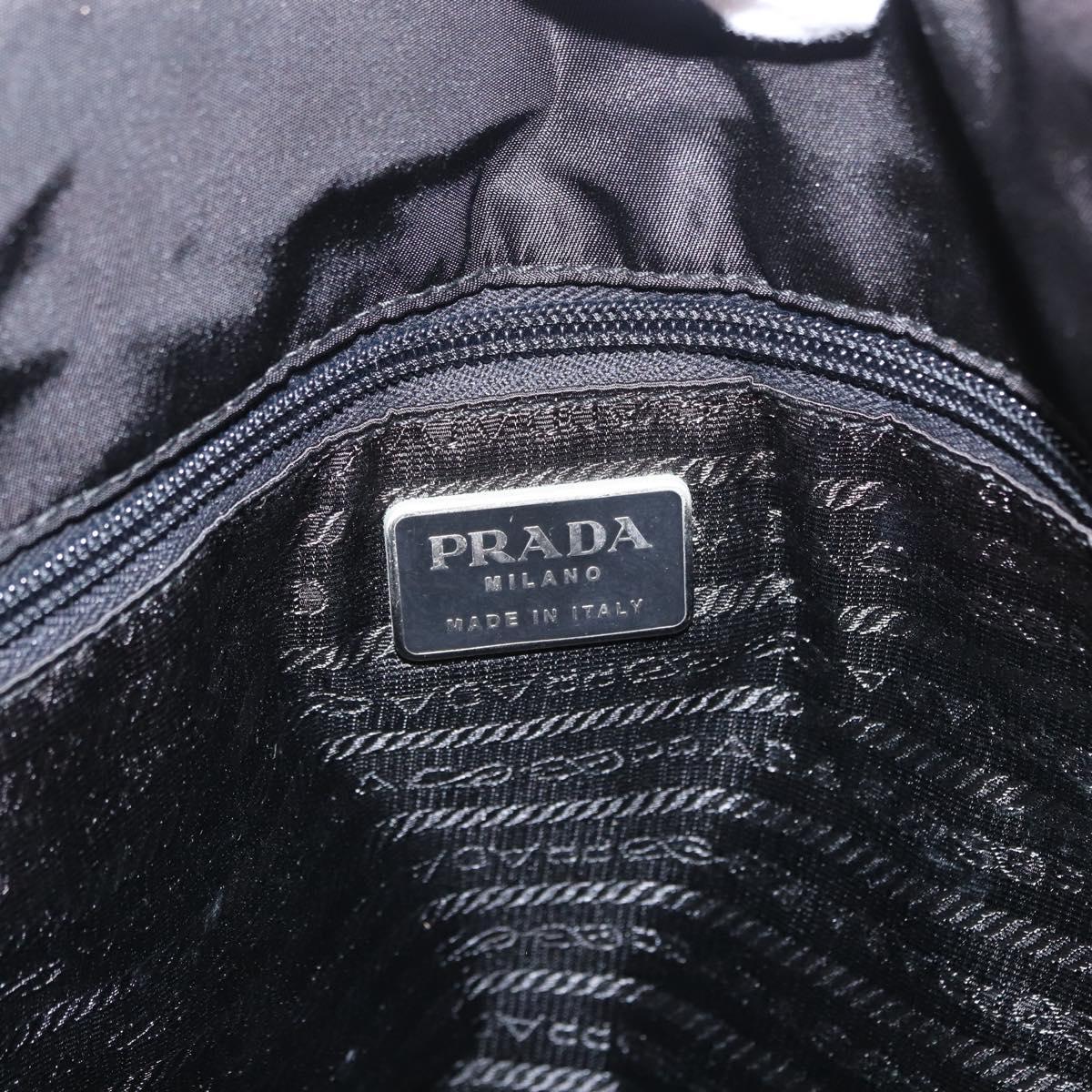 PRADA Chain Shoulder Bag Nylon Black Silver Auth gh1548