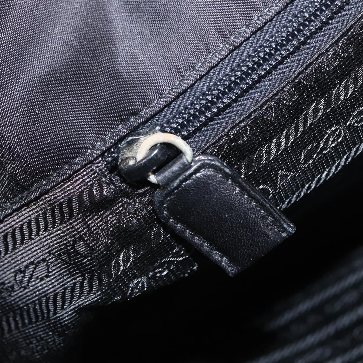 PRADA Chain Shoulder Bag Nylon Black Silver Auth gh1548