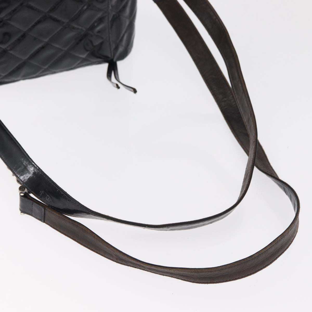 CHANEL Matelasse 25 Chain Backpack Enamel Black Silver CC Auth gh1554