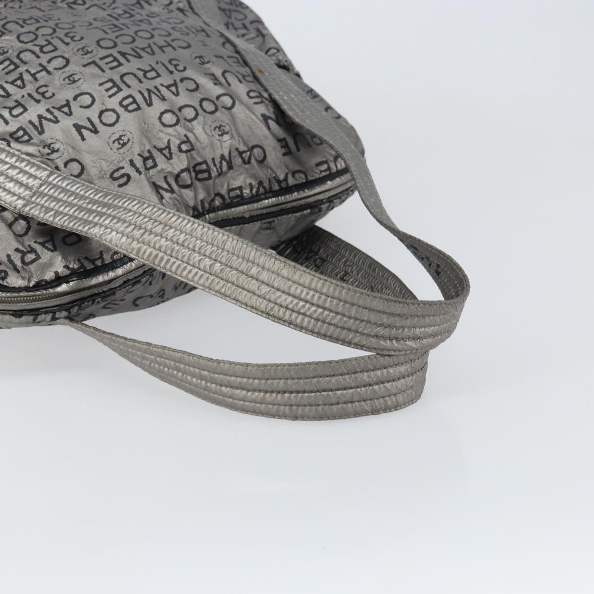 CHANEL Unlimited Tote Bag Nylon Silver CC Auth gh1555