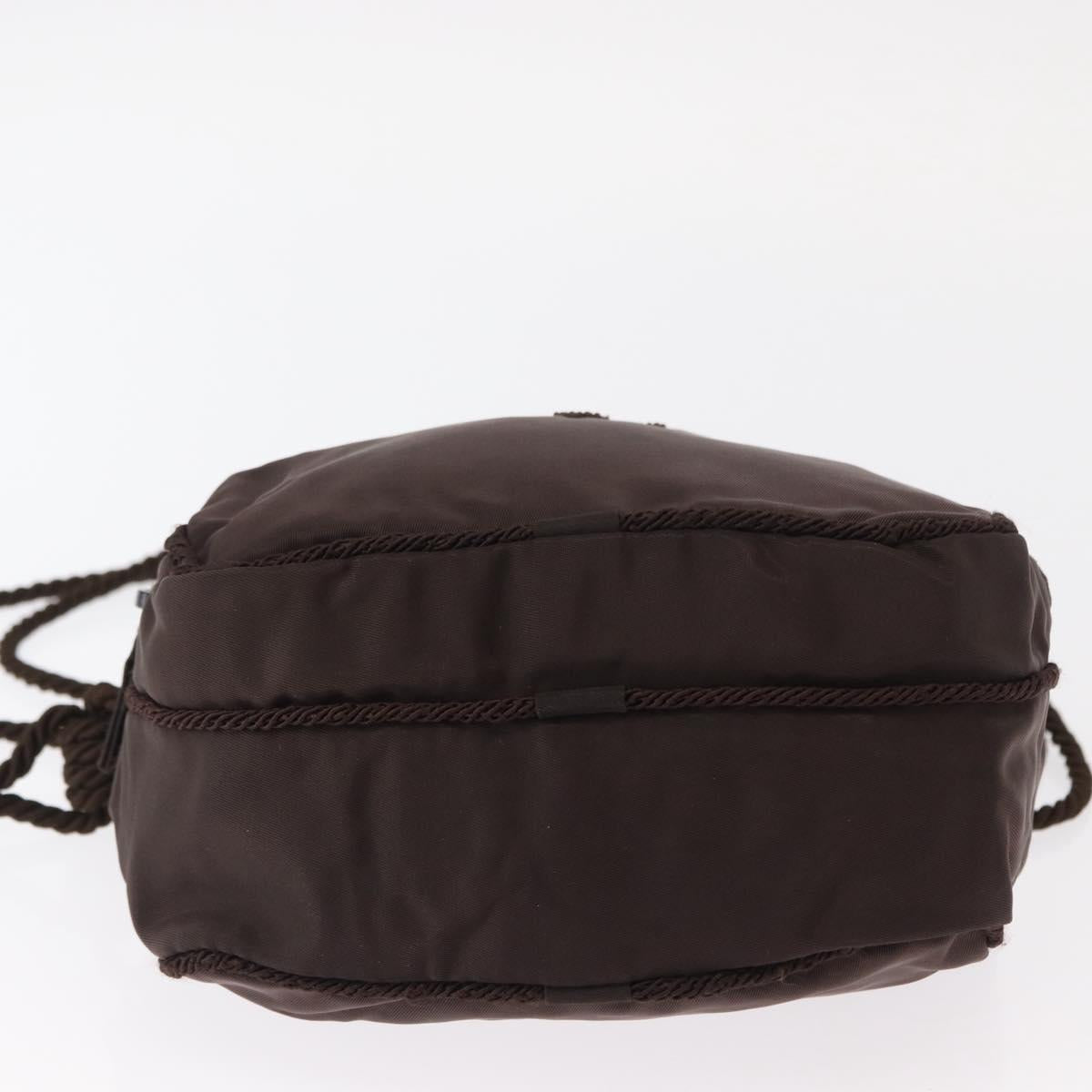 PRADA Shoulder Bag Nylon Brown Gold Auth gh1558