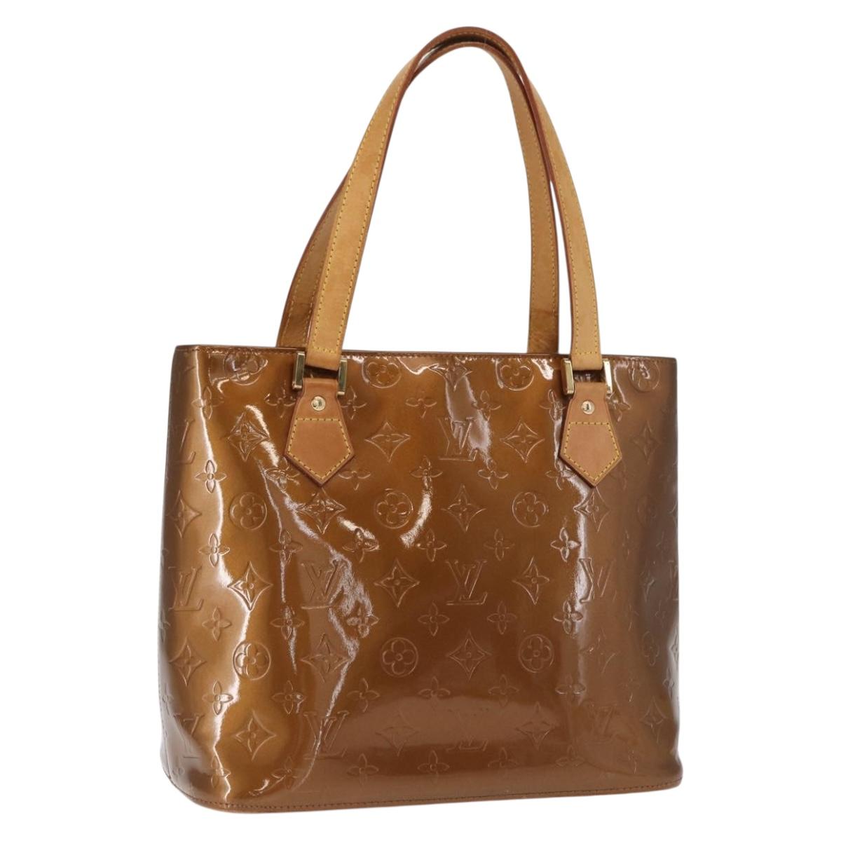 LOUIS VUITTON Monogram Vernis Houston Hand Bag Bronze M91122 LV Auth gh1578