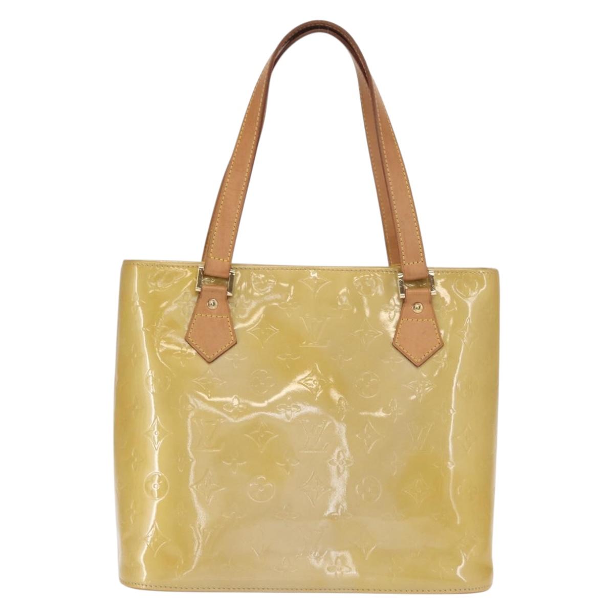 LOUIS VUITTON Monogram Vernis Houston Hand Bag Beige M91004 LV Auth gh1580