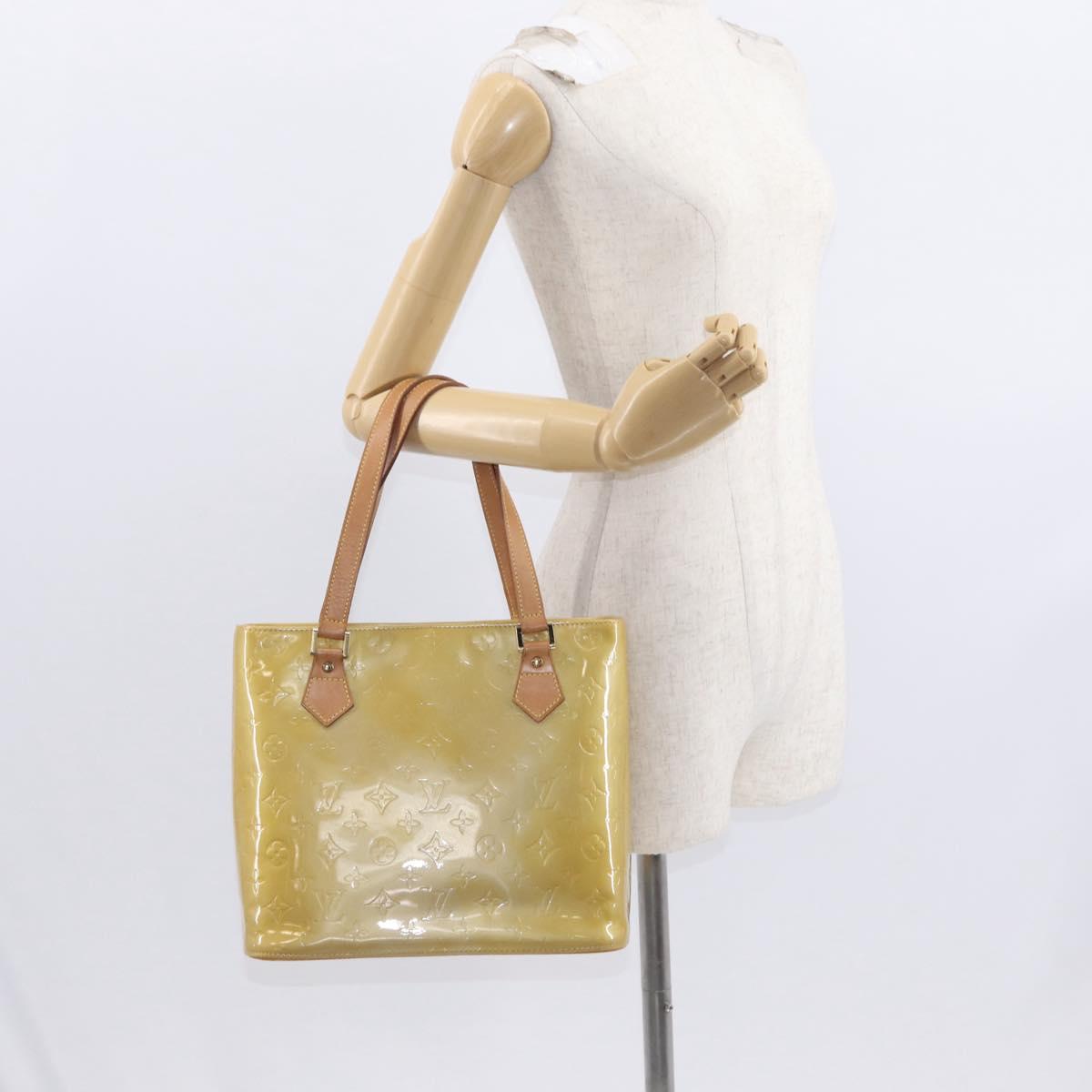 LOUIS VUITTON Monogram Vernis Houston Hand Bag Beige M91004 LV Auth gh1580