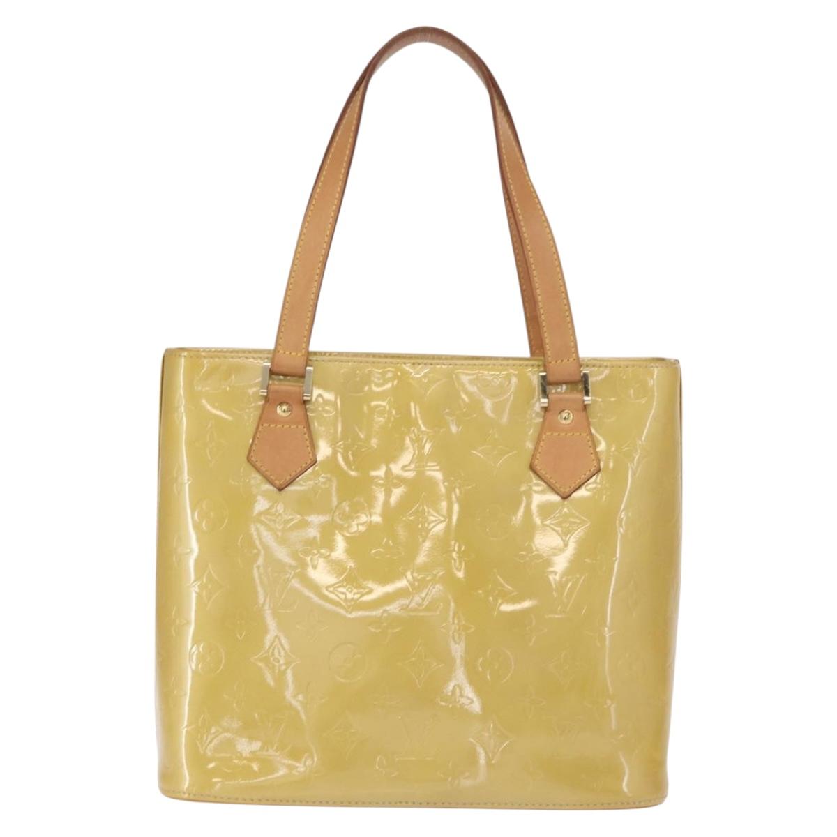 LOUIS VUITTON Monogram Vernis Houston Hand Bag Beige M91004 LV Auth gh1580