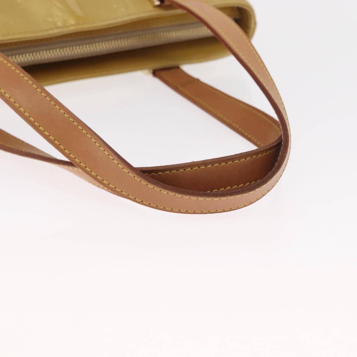 LOUIS VUITTON Monogram Vernis Houston Hand Bag Beige M91004 LV Auth gh1580