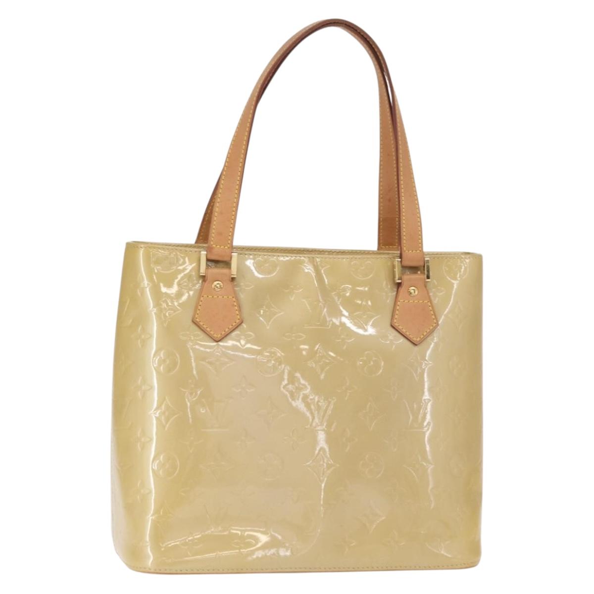 LOUIS VUITTON Monogram Vernis Houston Hand Bag Beige M91004 LV Auth gh1582