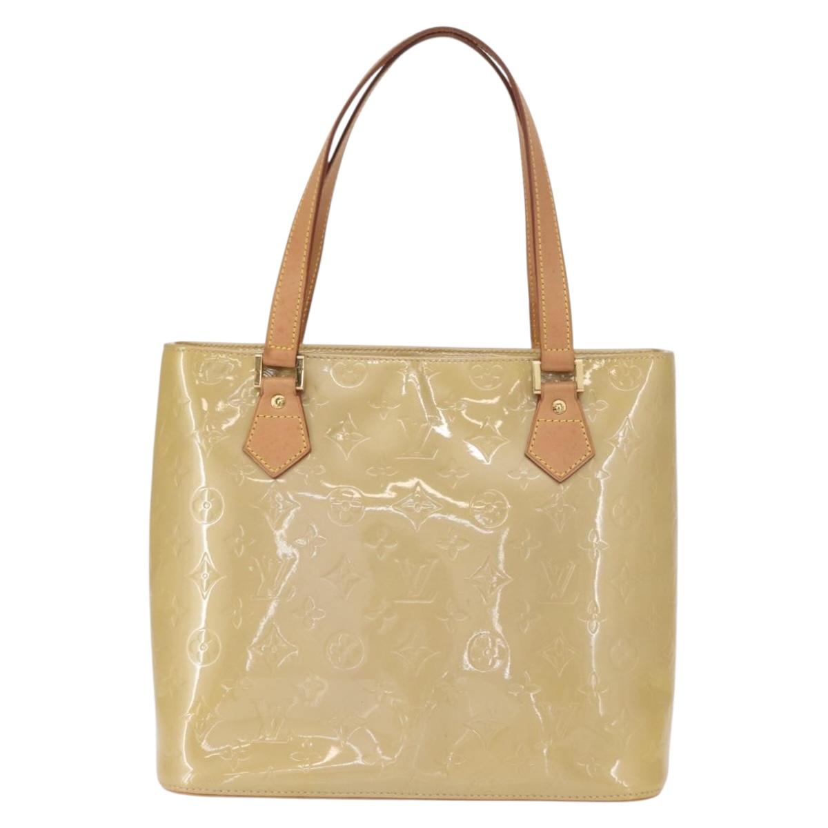 LOUIS VUITTON Monogram Vernis Houston Hand Bag Beige M91004 LV Auth gh1582