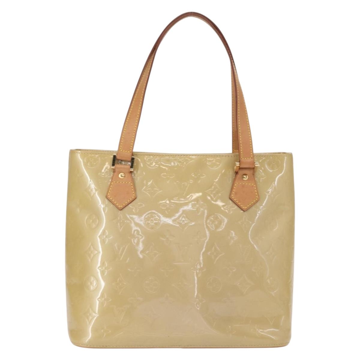 LOUIS VUITTON Monogram Vernis Houston Hand Bag Beige M91004 LV Auth gh1582