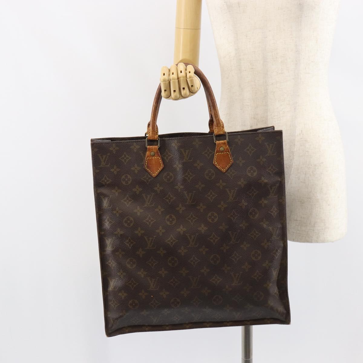 LOUIS VUITTON Monogram Sac Plat Hand Bag M51140 LV Auth gh1604