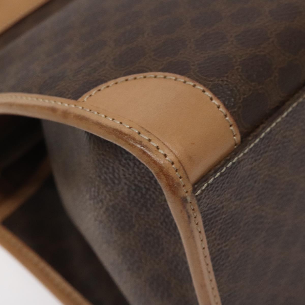 CELINE Macadam Canvas Hand Bag PVC Leather Brown Gold Auth gh161