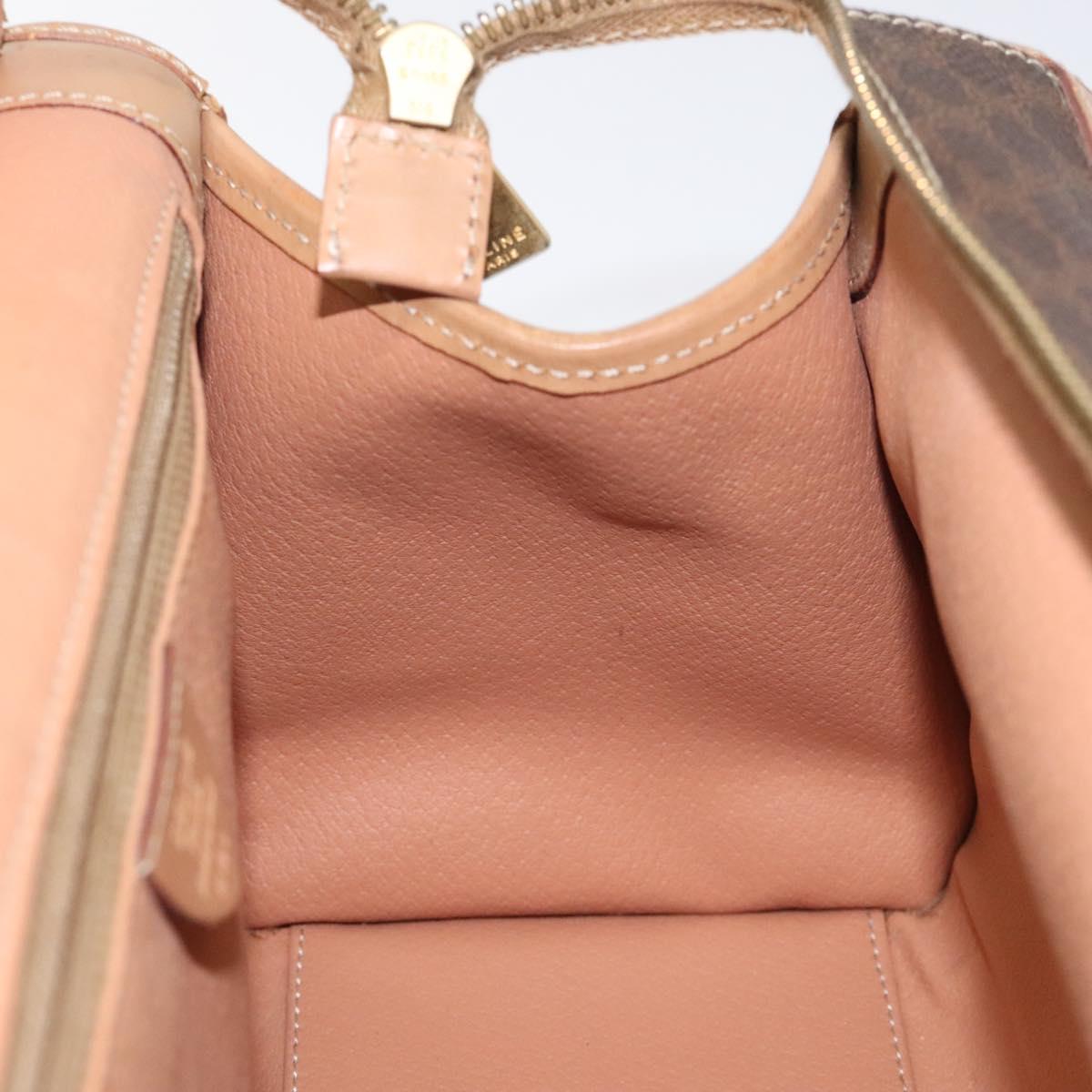 CELINE Macadam Canvas Hand Bag PVC Leather Brown Gold Auth gh161