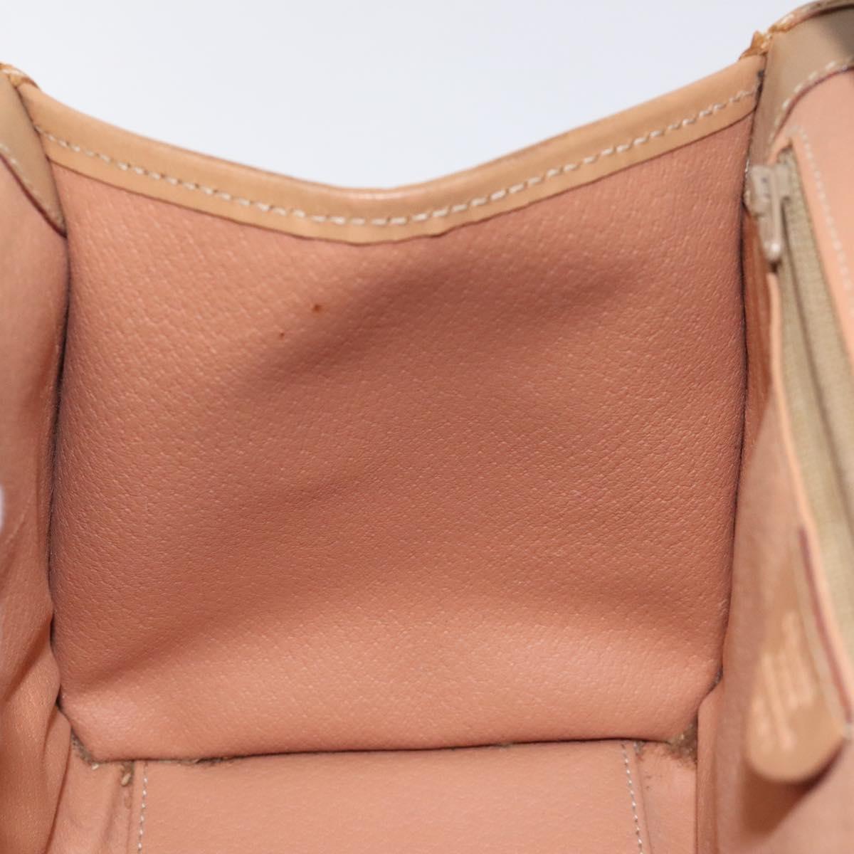 CELINE Macadam Canvas Hand Bag PVC Leather Brown Gold Auth gh161