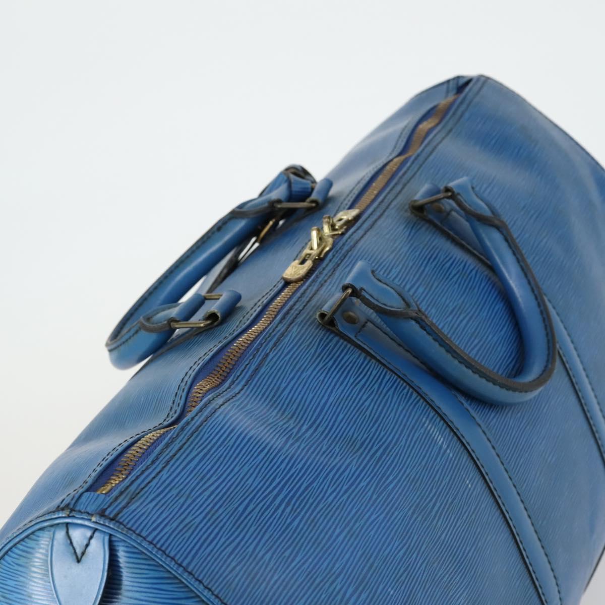 LOUIS VUITTON Epi Keepall 50 Boston Bag Blue M42965 LV Auth gh1615