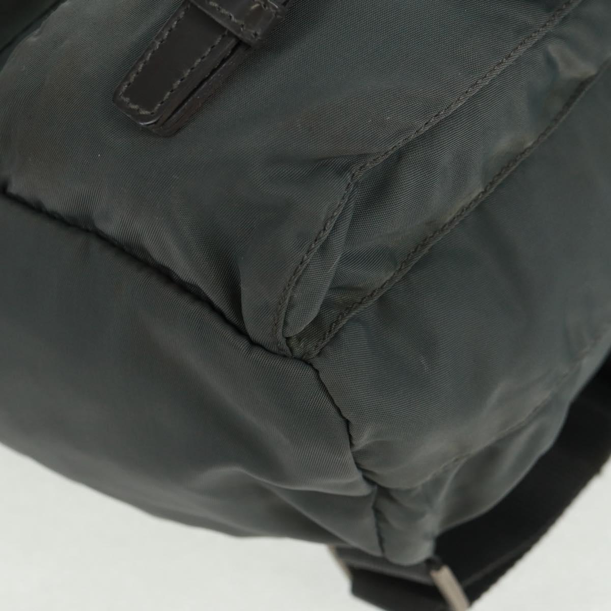 PRADA Backpack Nylon Gray Silver Auth gh1618