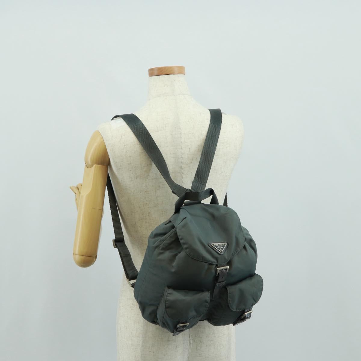 PRADA Backpack Nylon Gray Silver Auth gh1618