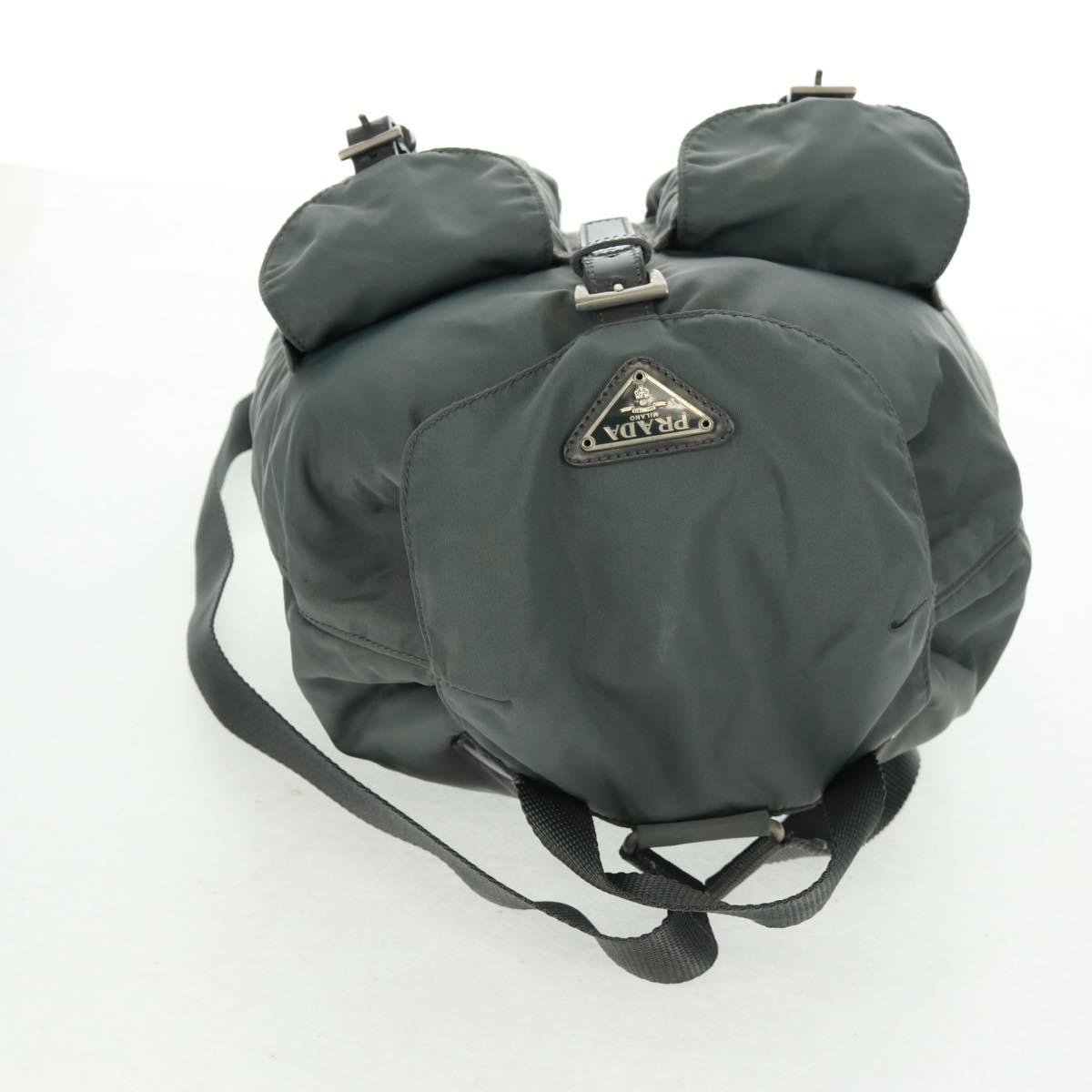 PRADA Backpack Nylon Gray Silver Auth gh1618