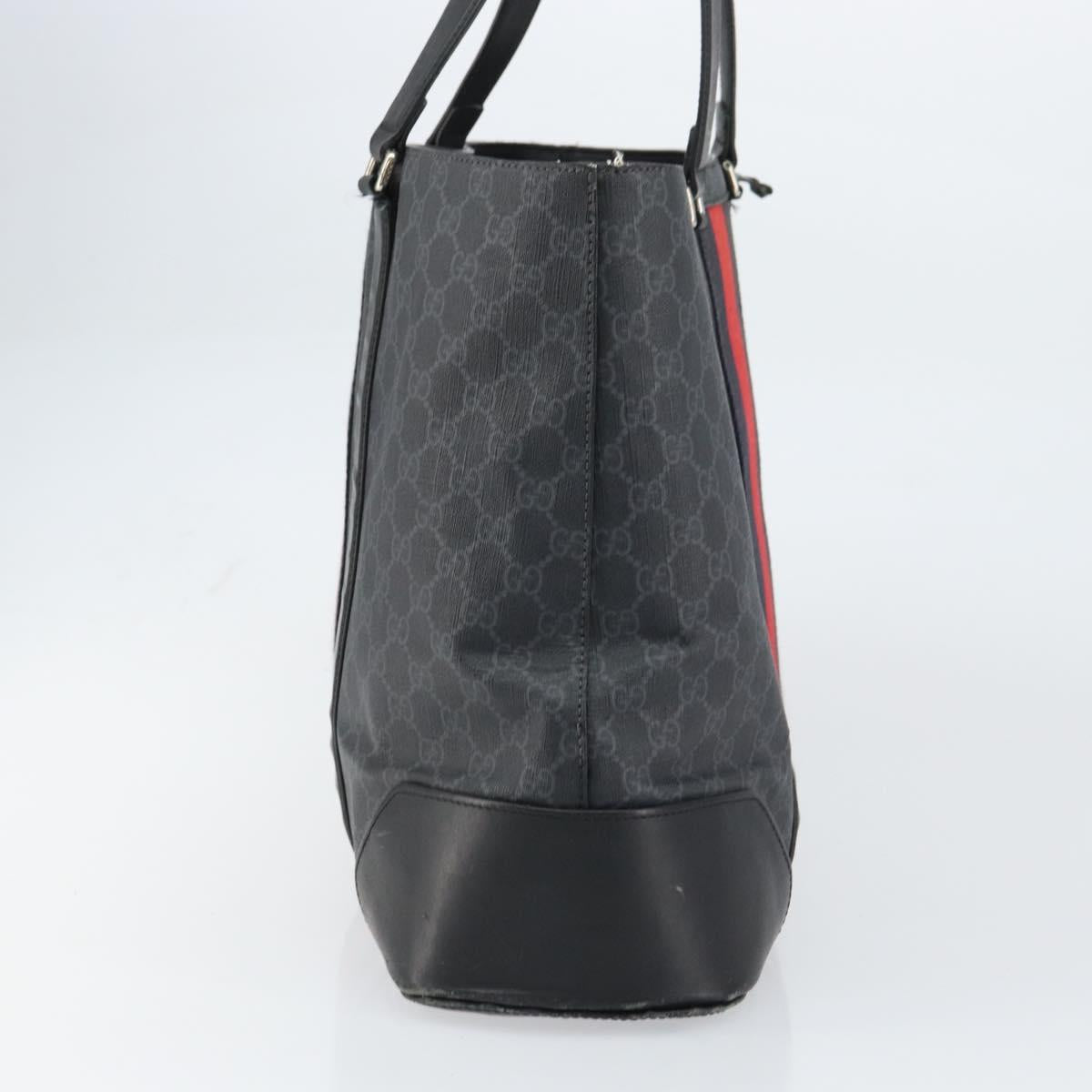 GUCCI GG Supreme Sherry Line Tote Bag PVC Red Black 495560 Auth gh1621