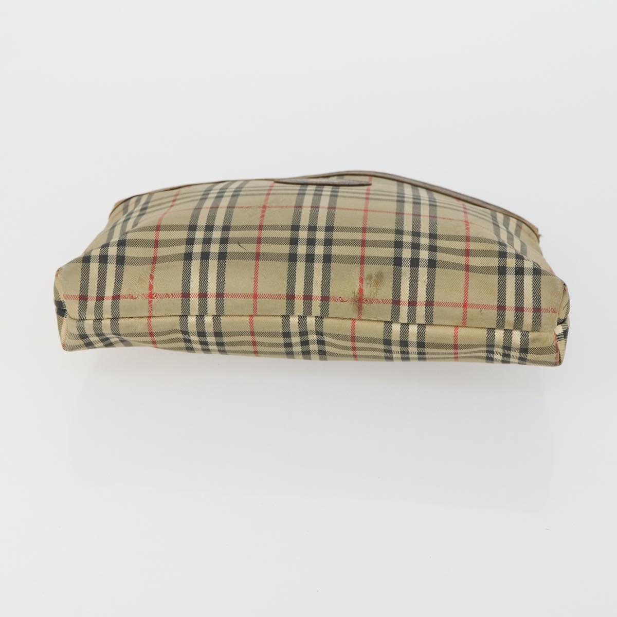 Burberrys PRADA Nova Check Pouch Nylon Canvas 3 Set Pink Brown beige Auth gh1623