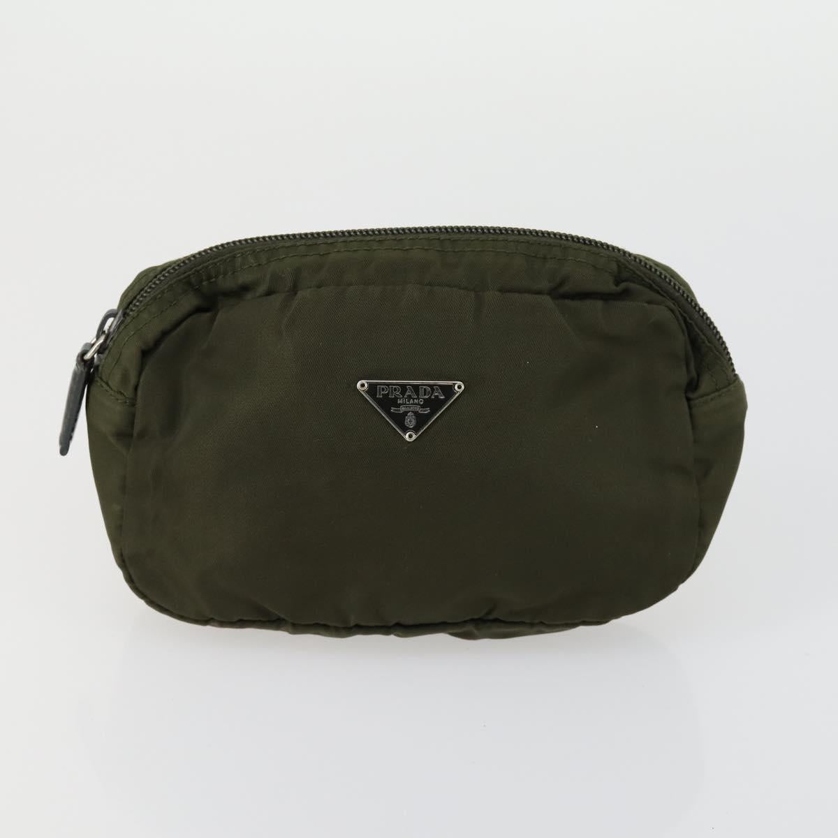 Burberrys PRADA Nova Check Pouch Nylon Canvas 3 Set Pink Brown beige Auth gh1623