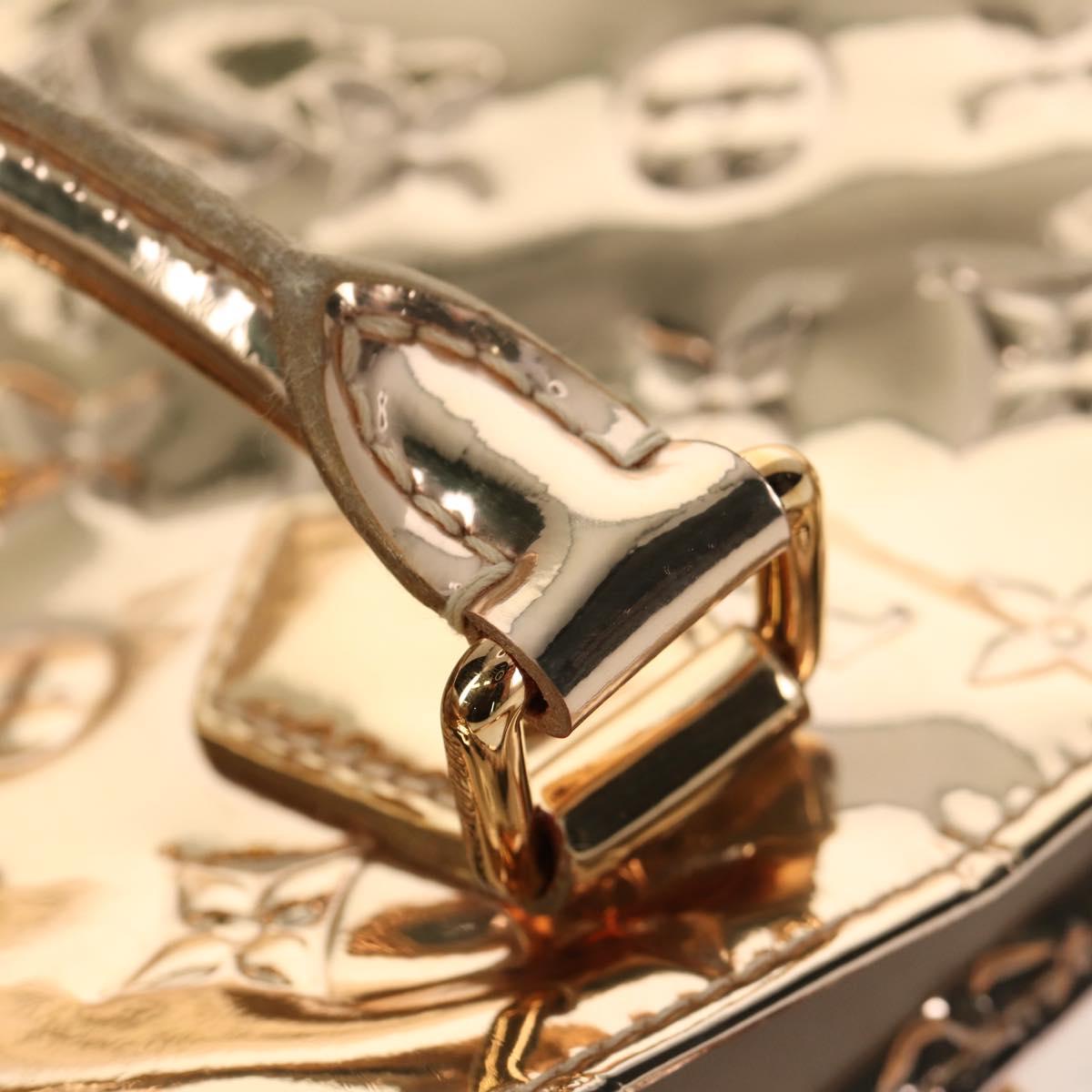 LOUIS VUITTON Monogram Miroir Sac Plat Hand Bag Gold Dore M40268 LV Auth gh1625SAV