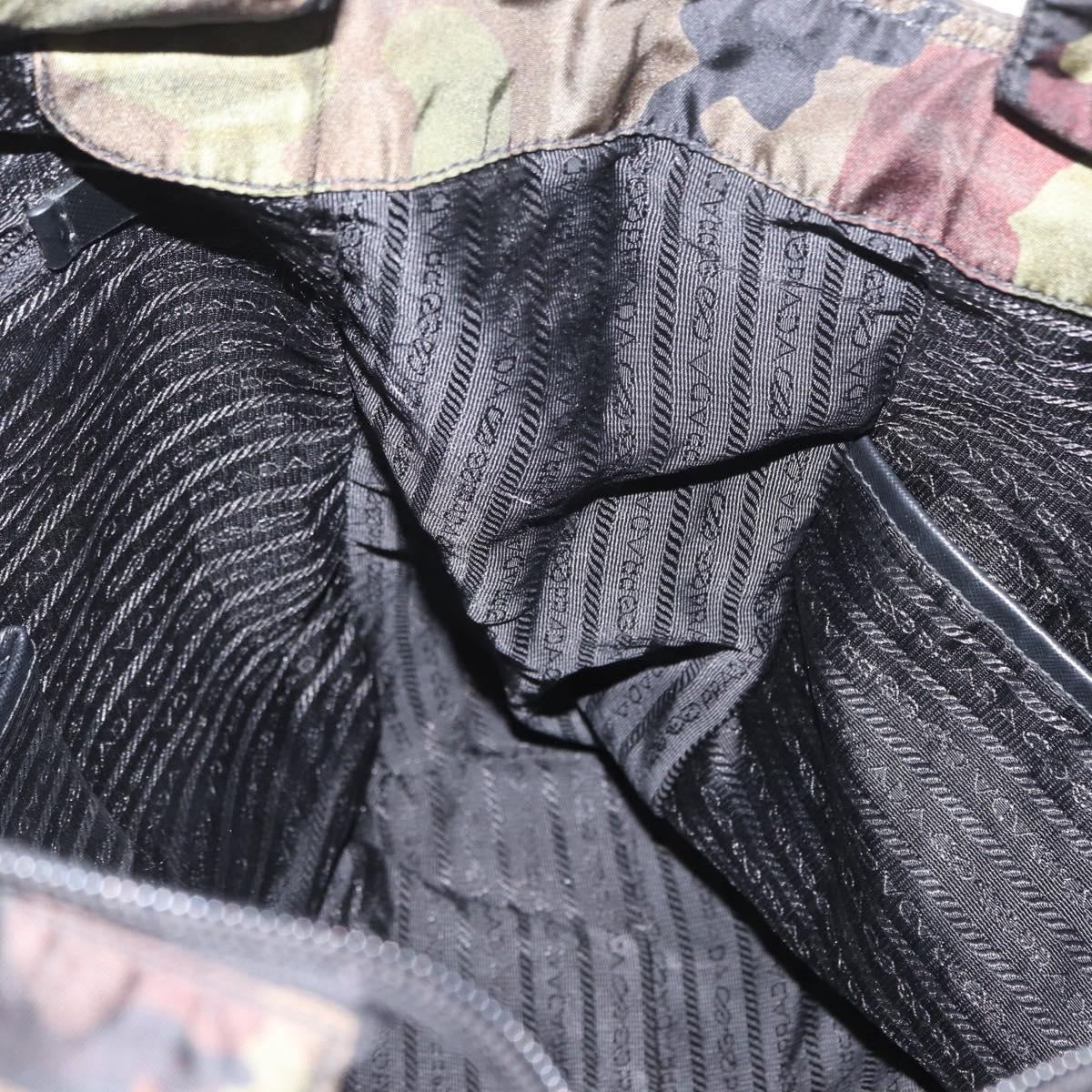 PRADA Camouflage Tote Bag Nylon Khaki Auth gh1628