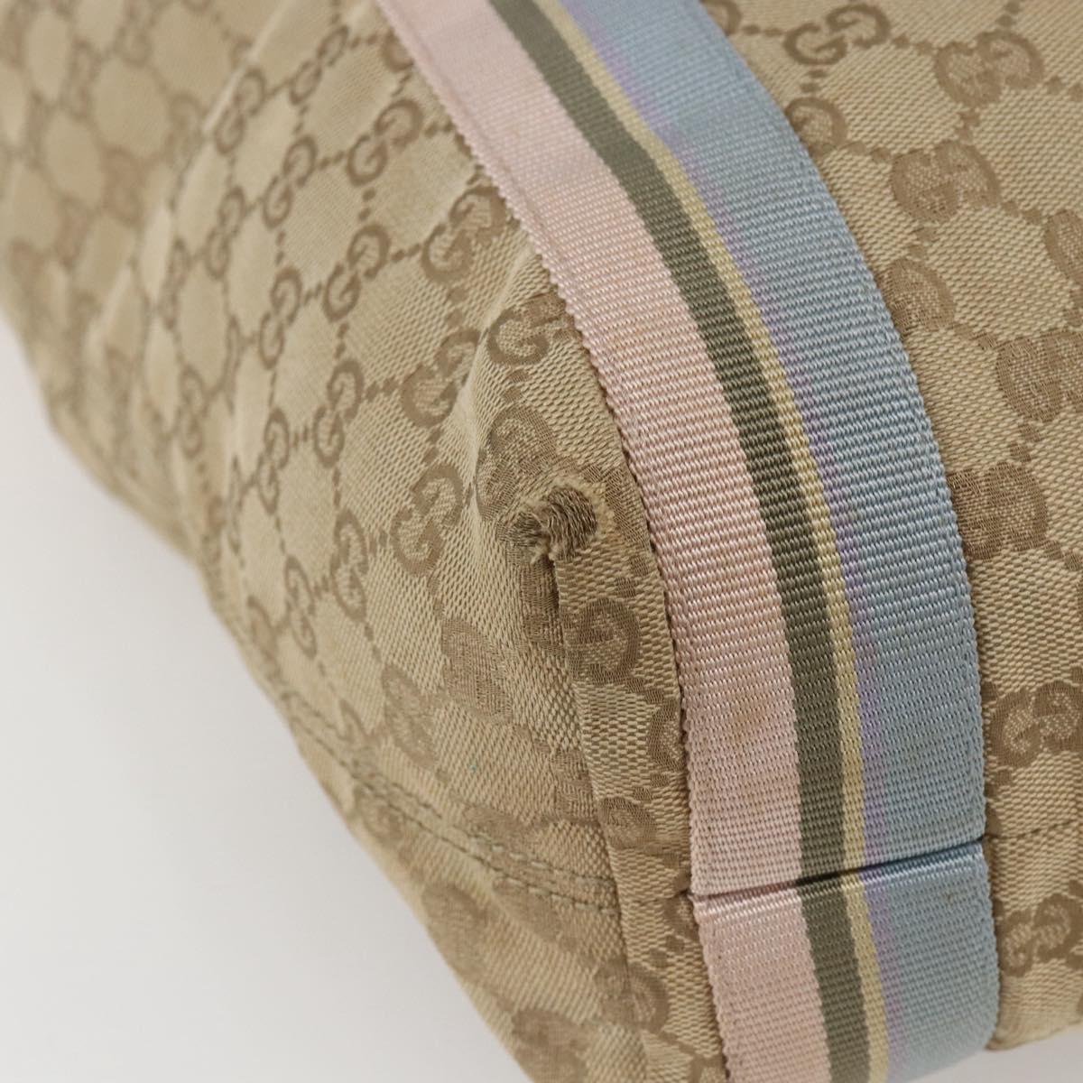 GUCCI GG Canvas Sherry Line Tote Bag Beige Pink Light blue 189669 Auth gh1631