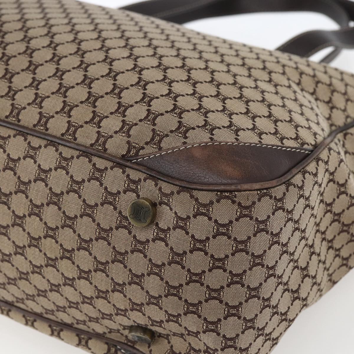 CELINE Macadam Canvas Tote Bag Beige Gold Auth gh1636