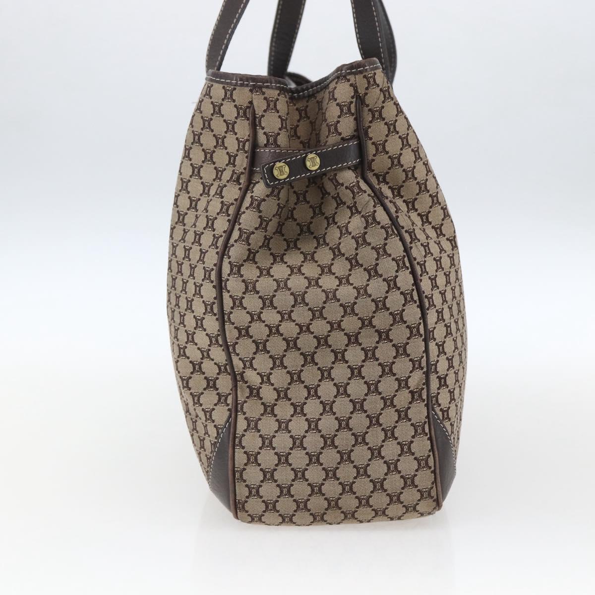 CELINE Macadam Canvas Tote Bag Beige Gold Auth gh1636