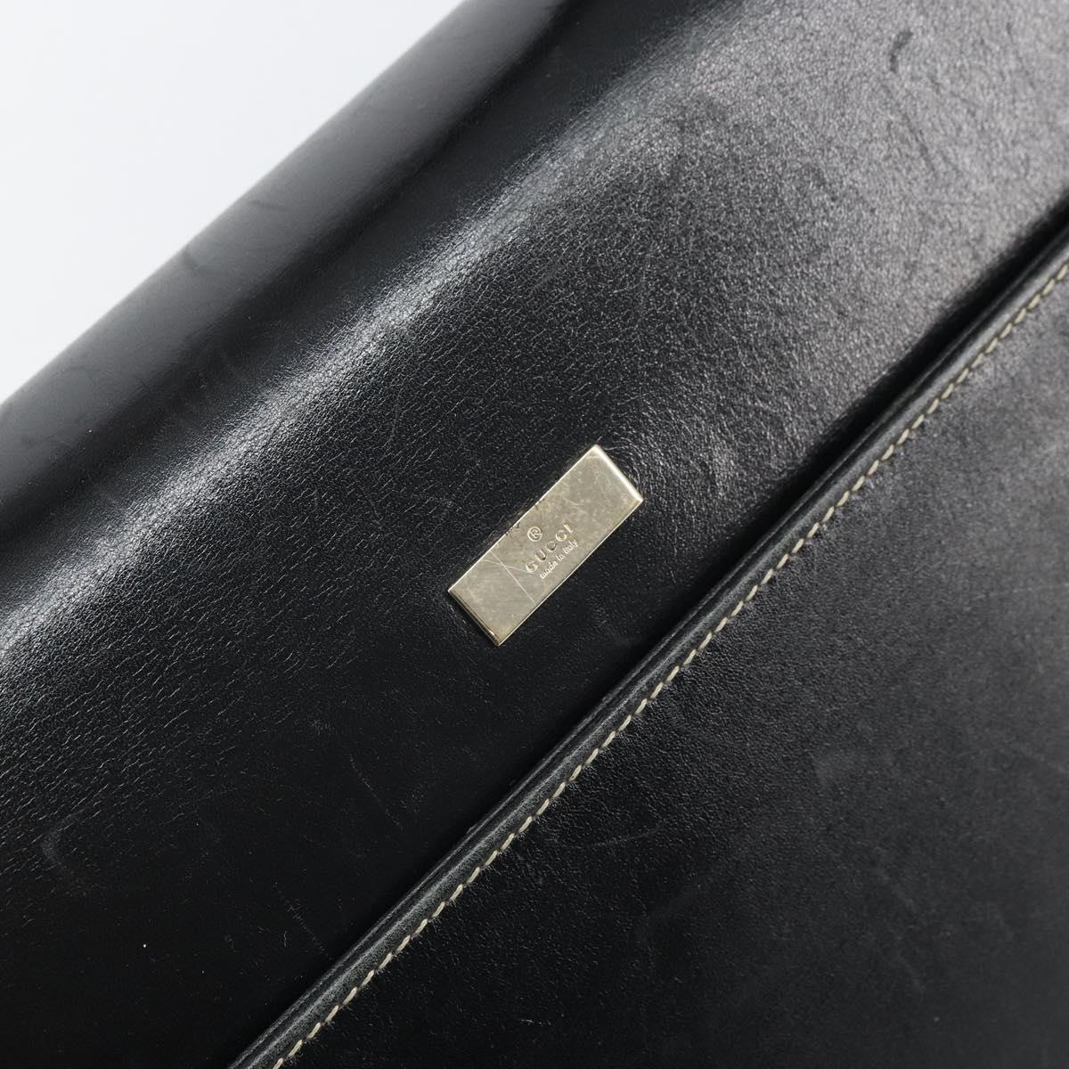 GUCCI Hand Bag Leather Black Gold 000 0857 Auth gh1638