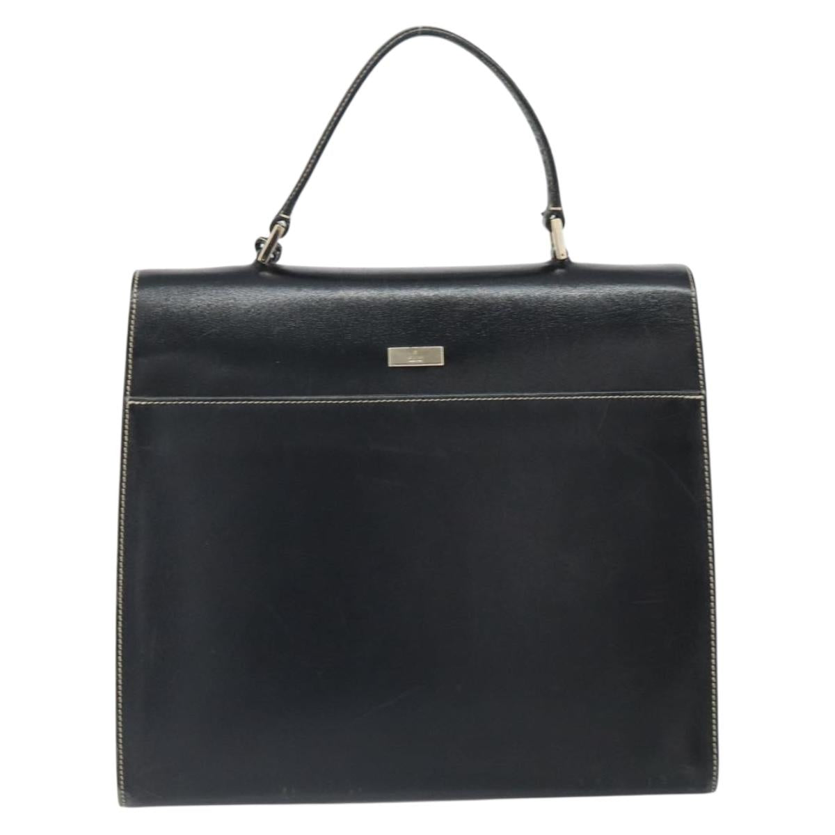 GUCCI Hand Bag Leather Black Gold 000 0857 Auth gh1638
